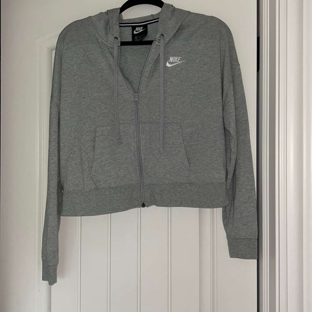 Grey Nike Cropped Zip Up